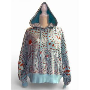 Nike Project Euphoria Hoodie Bold Aqua Blue Orange Print Oversize Women’s Medium